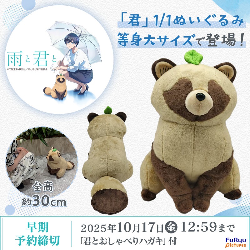アニメ「雨と君と」より 「君」1/1ぬいぐるみが登場！ ＼ ◇約30cmの
