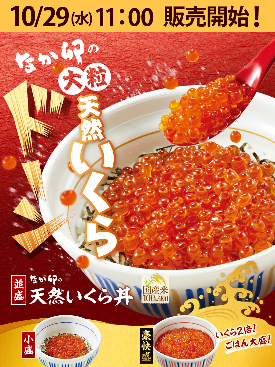 ˏˋ🔴10/29(水)11:00から🔴ˊˎ˗ ＼大粒の天然いくらをドーンとのせた丼