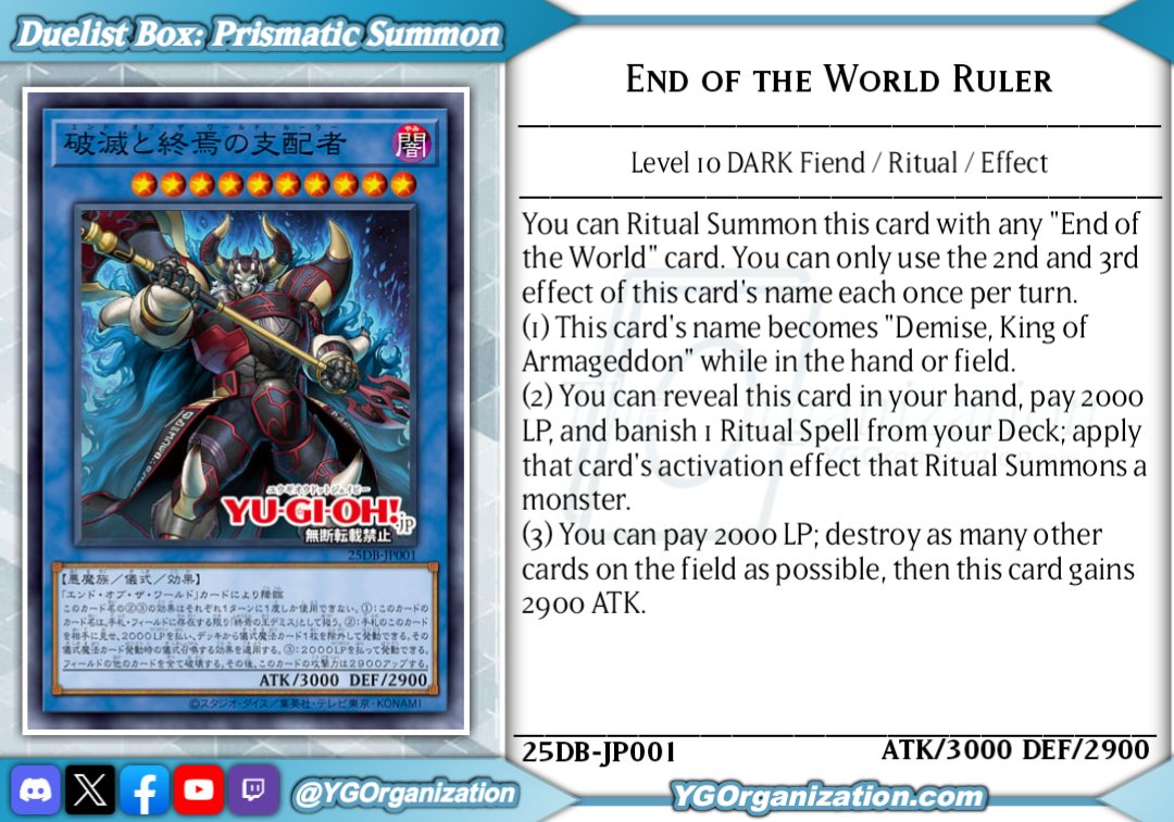 ◇ Duelist Box: Prismatic Summon ◇ Gaze into the end of the world