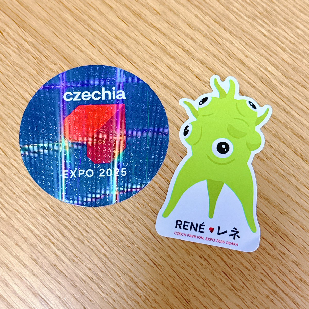 非売品のレネちゃん＆チェコパビリオンステッカー🇨🇿💚 手作りのレネ