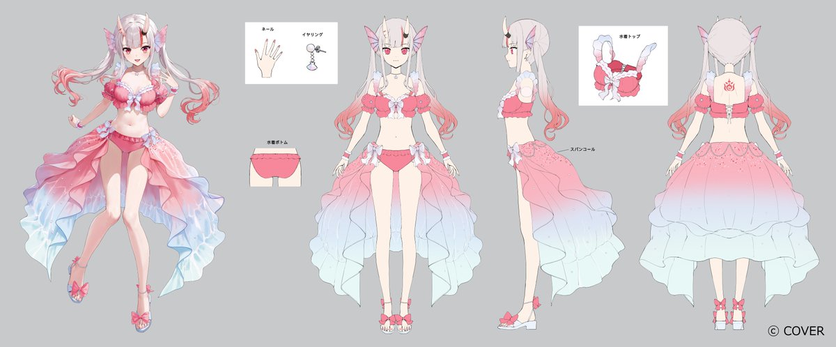 🎉『ホロナツパラダイス新衣装』百鬼あやめ三面図🎉 7月開催中の「ホロ