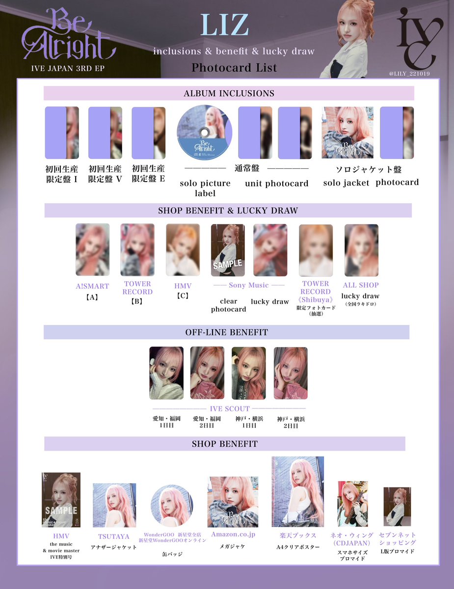 IVE JAPAN 3RD 3RD EP【Be Alright】 封入&特典 トレカ 一覧