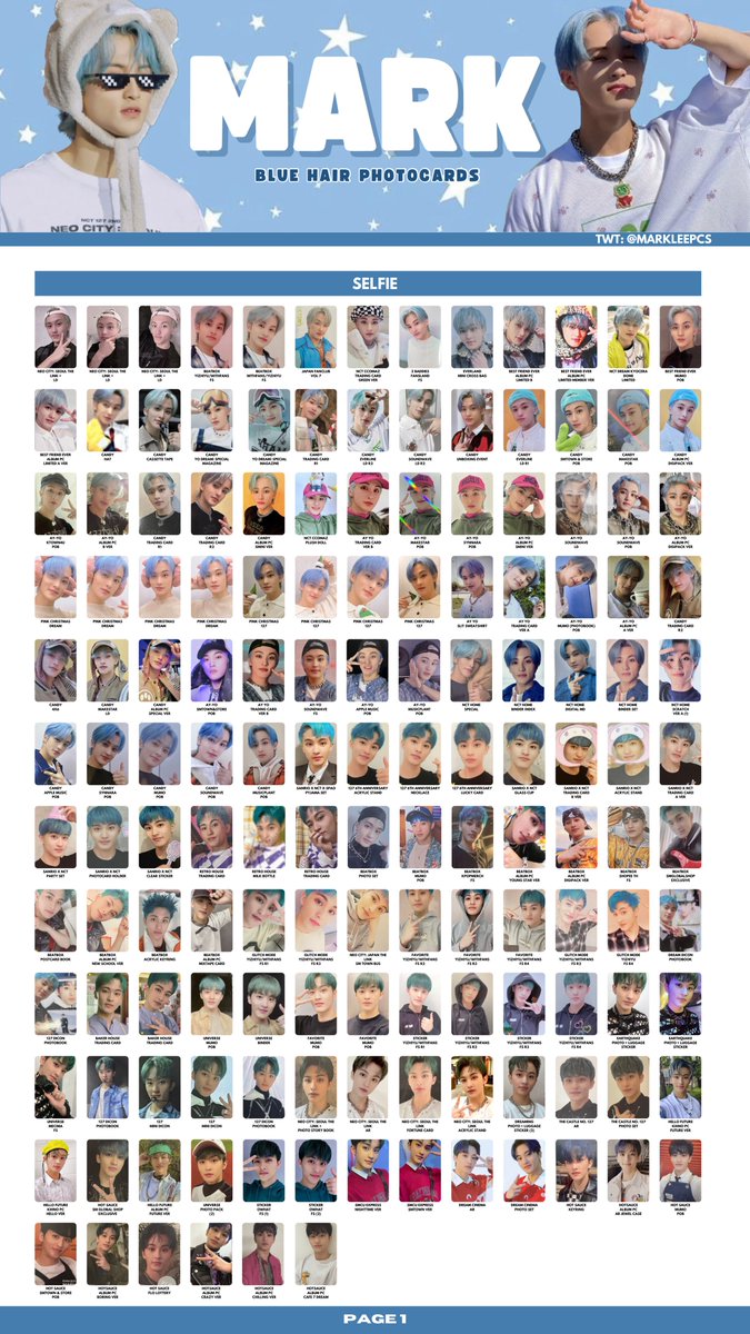 🩵 MARK LEE BLUE PCS 엔시티 마크 포카리스트 nct 127 nct dream