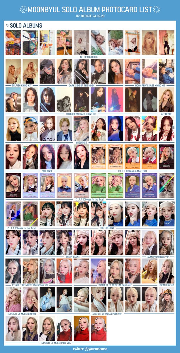 MOONBYUL SOLO ALBUM PHOTOCARD LIST/TEMPLATE [230803] + Starlit of