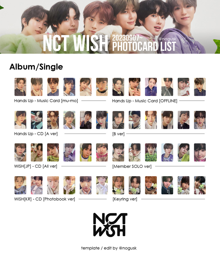 NCT WISH トレカ一覧 photocard list ・グッズ・MDトレカ・封入トレカ