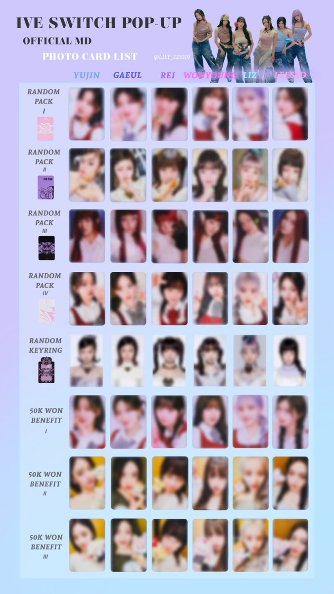 IVE SWITCH POP-UP】 🦋トレカ一覧 ▫️ラントレ（24種） ▫️ランダム