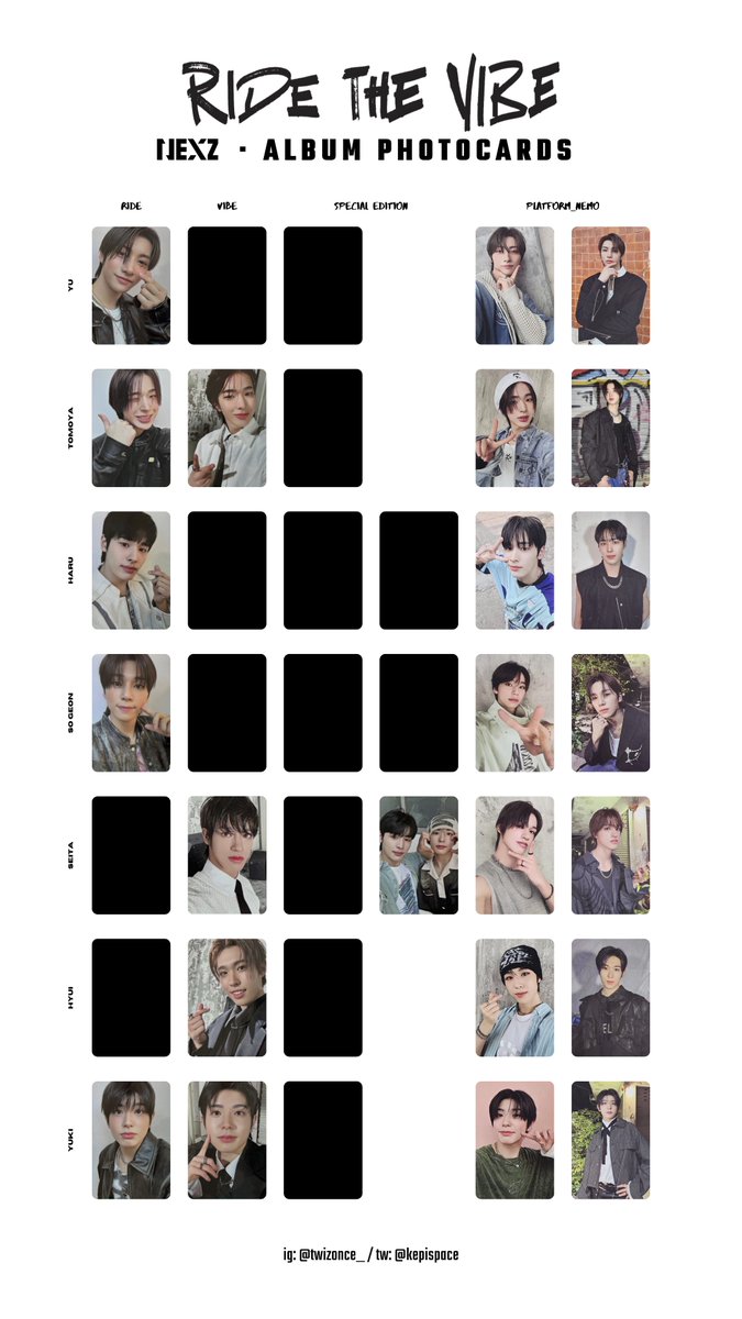 NEXZ ➝ Ride the Vibe photocard template / wishlist yu tomoya haru
