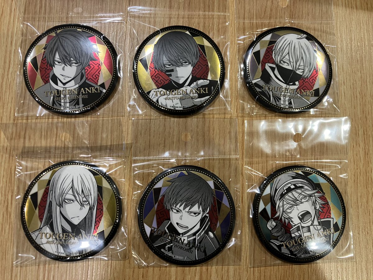 桃源暗鬼】メタリック缶バッジ 各種¥990 taxin SHIBUYA TSUTAYAにて