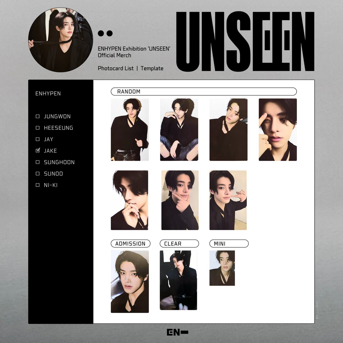 🍥⸝꙳ ⁡ ENHYPEN Exhibition 'UNSEEN' JAY ジェイ 제이 JAKE ジェイク