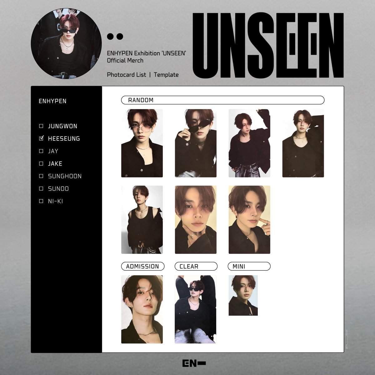 🍥⸝꙳ ⁡ ENHYPEN Exhibition 'UNSEEN' ⁡ JUNGWON ジョンウォン 정원