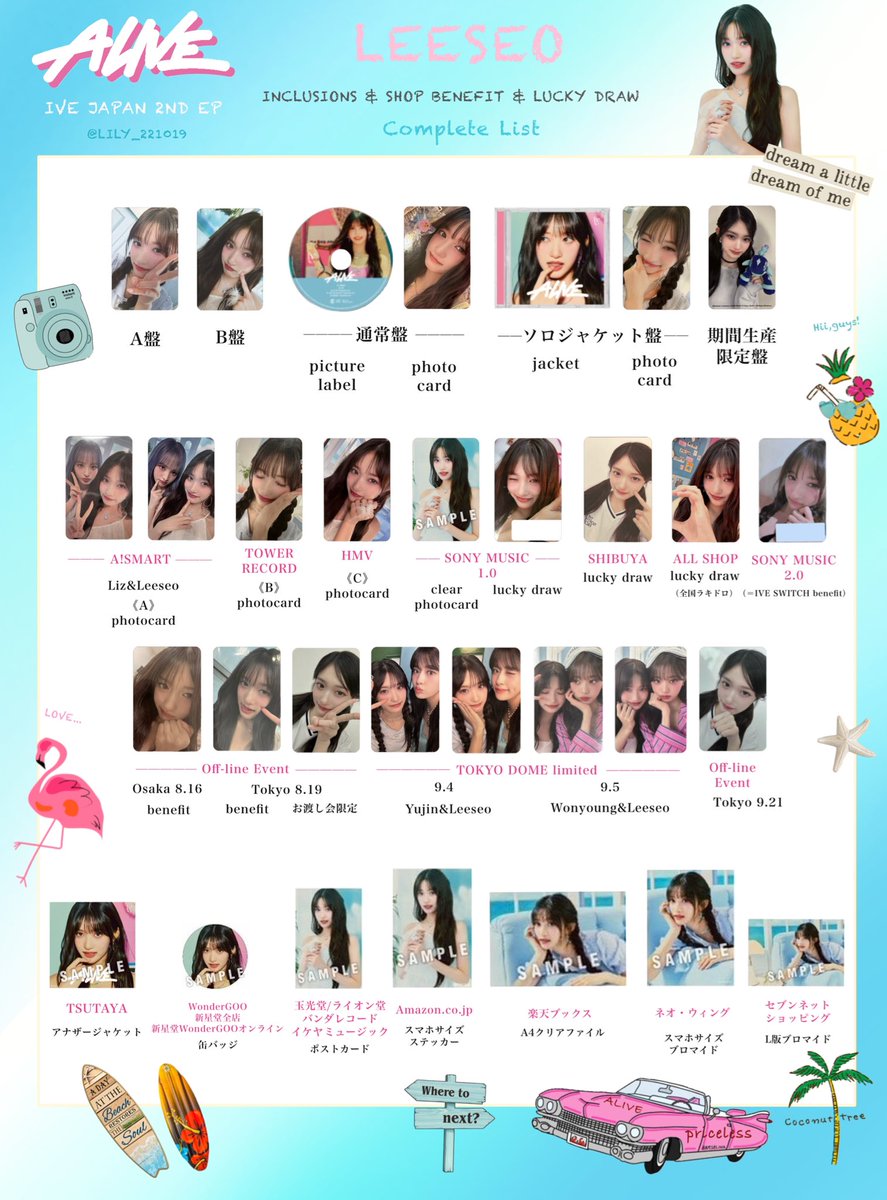 ALIVE】 IVE JAPAN 2ND EP メンバー別 封入&特典 トレカ一覧