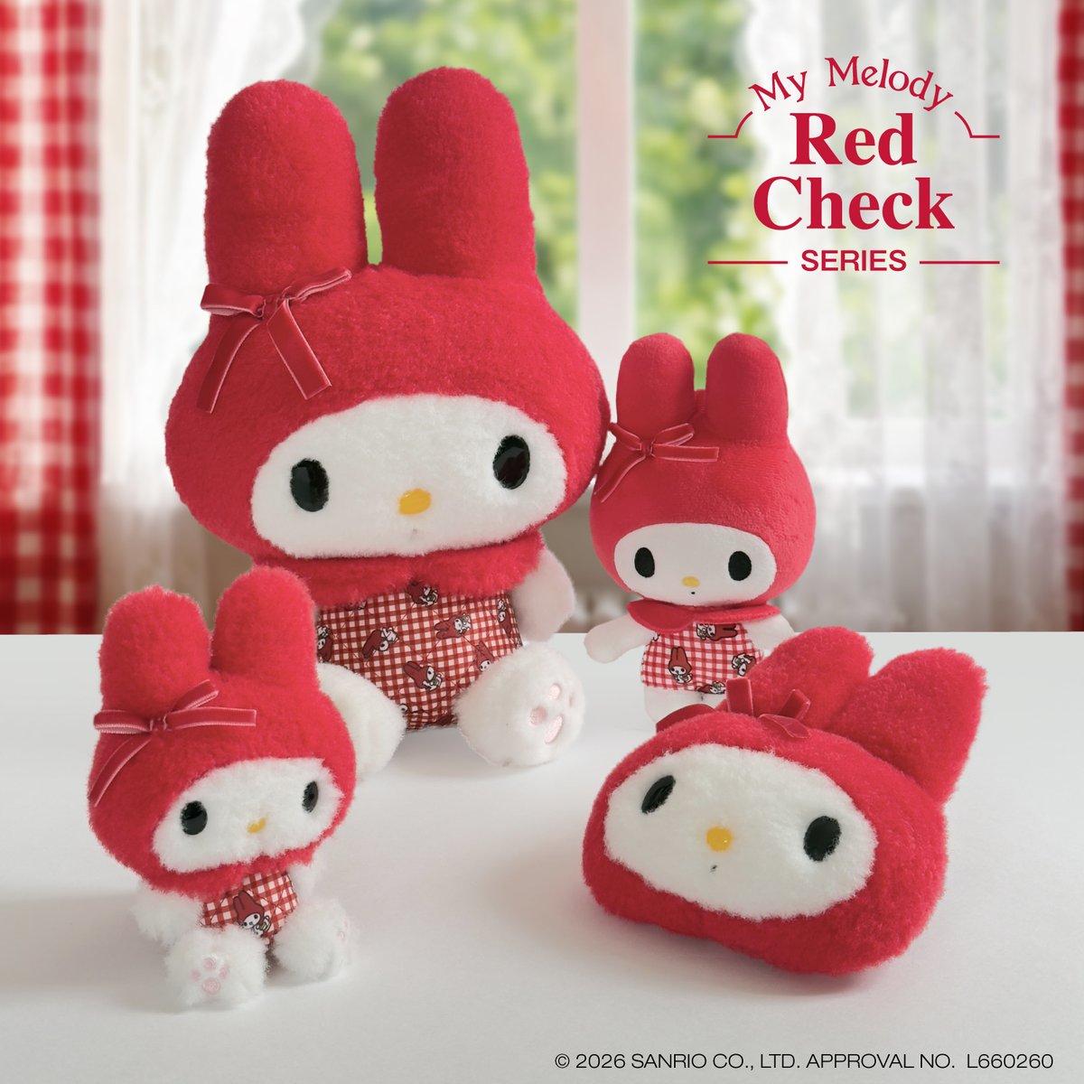 マイメロディ赤チェックシリーズが登場！ ぬいぐるみやマスコットを
