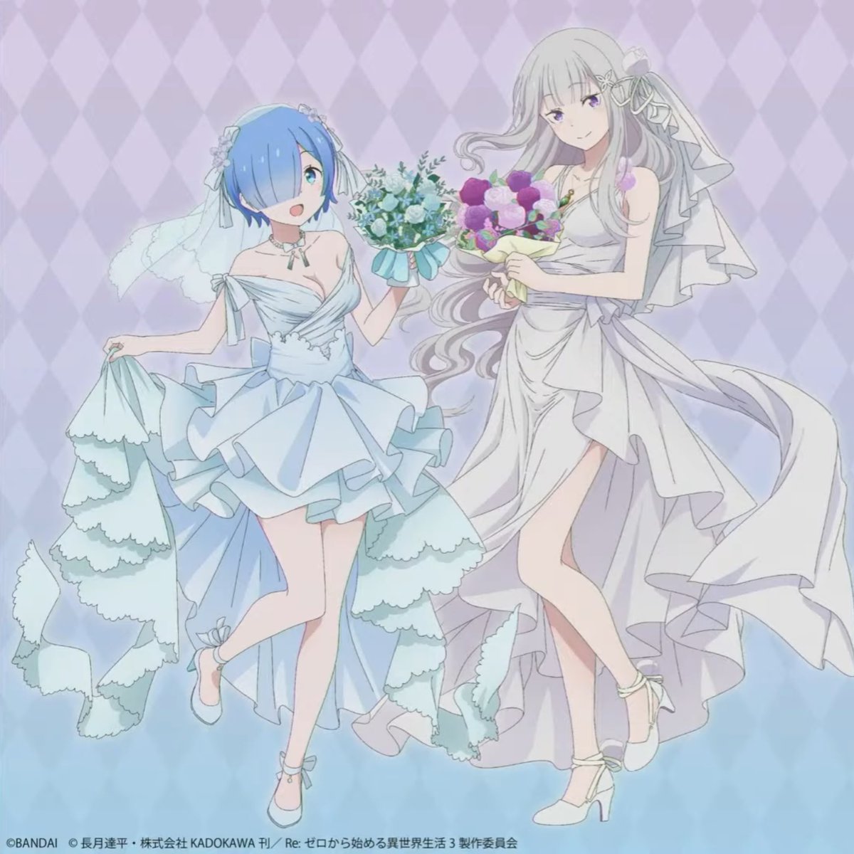 花嫁レムとエミリアのフルイラスト #ユニアリ #ユニオンアリーナ #リゼロ