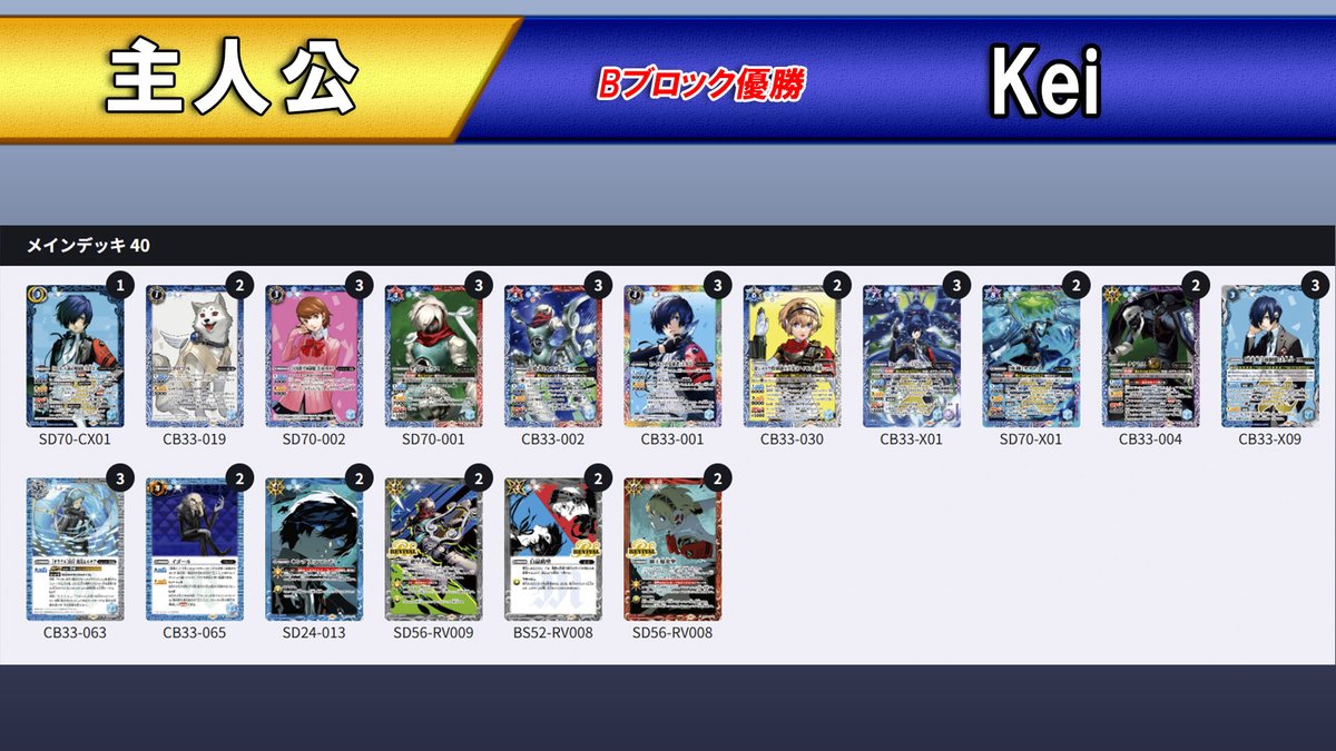 ペルソナ3 リロードカップ』午後の部 各ブロックの優勝デッキを公開