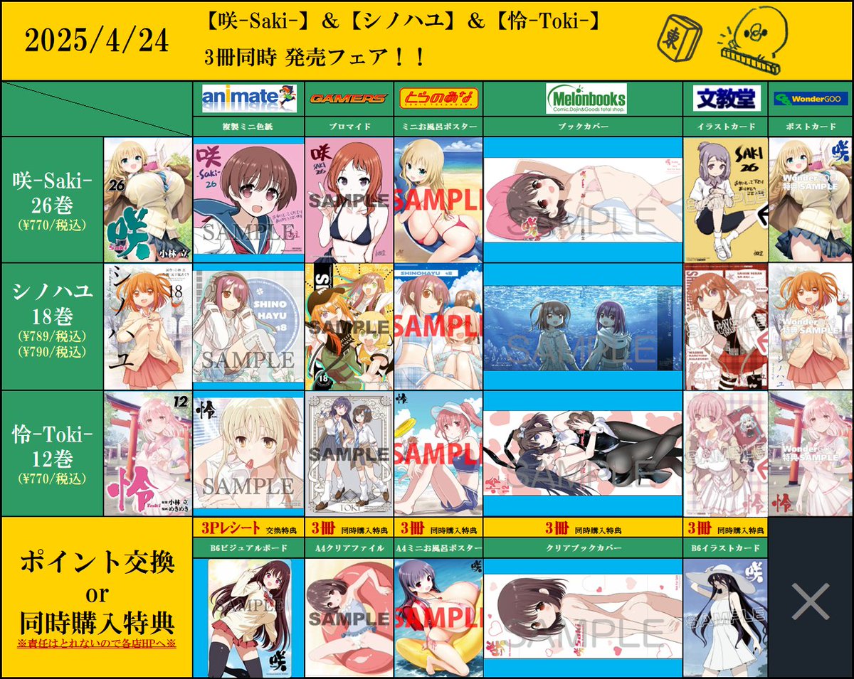 特典情報＞2025年4月24日発売の【咲-Saki-26巻／シノハユ18巻／怜-Toki