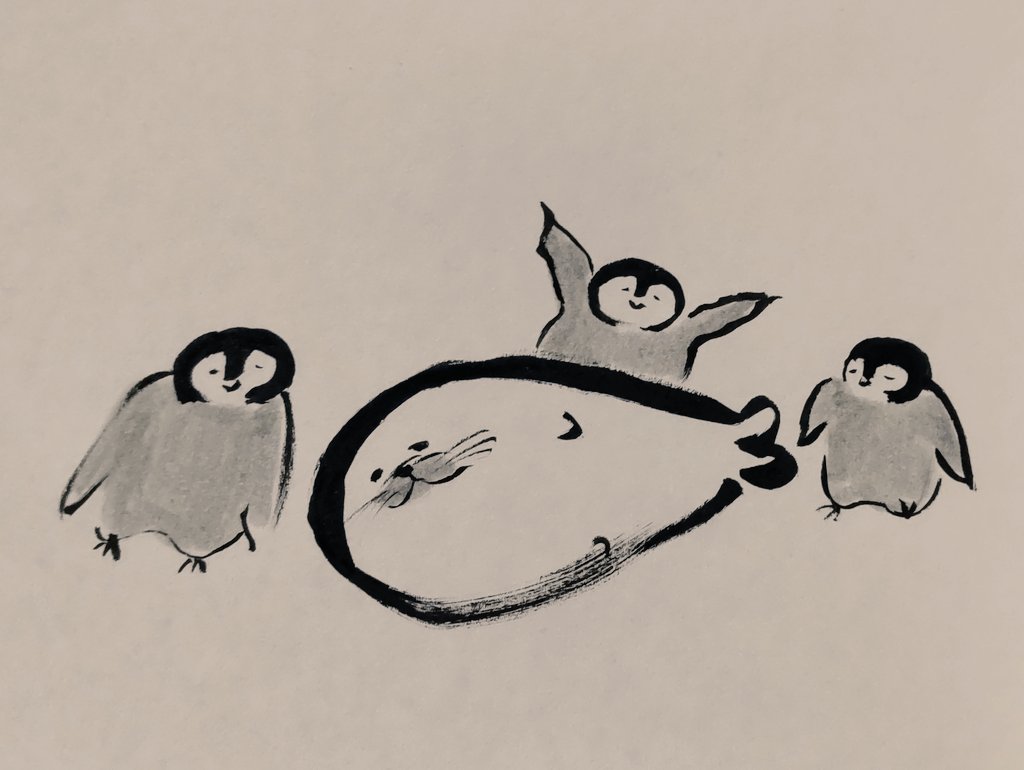 赤ちゃんペンギンを描きました。 何だか少し疲れがとれました。