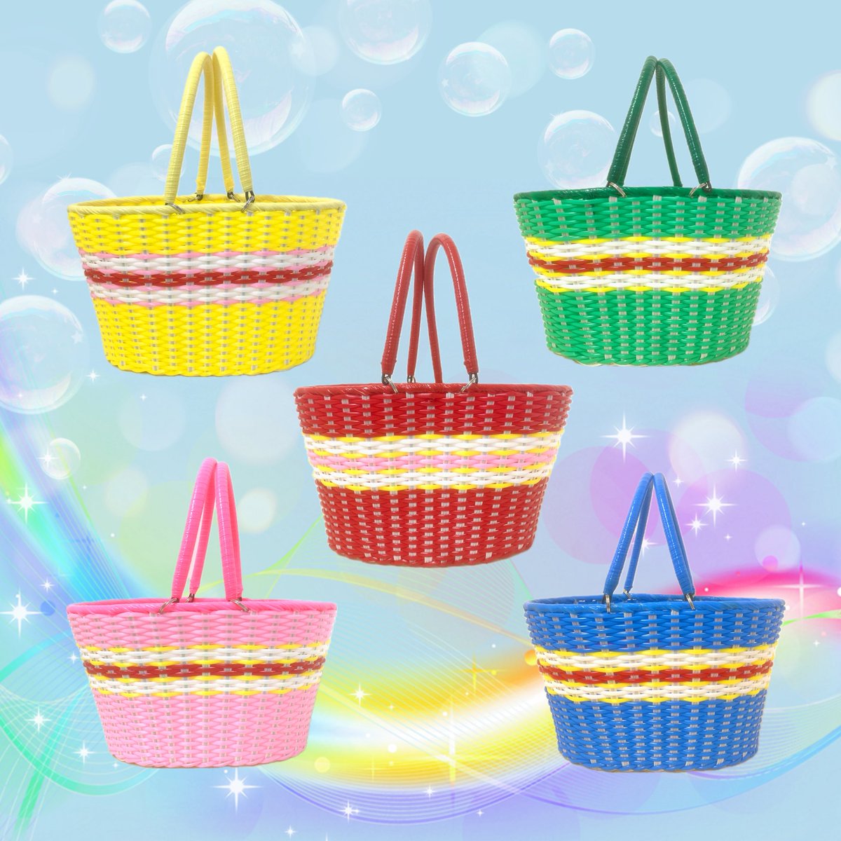 BASE限定買い物篭 レトロ可愛いアイテム お買物もお出かけもこれ一つで