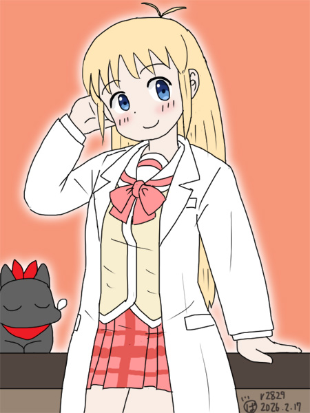 高校生はかせ． そういえば久しぶりに阪本さん描いた．はかせが高校生