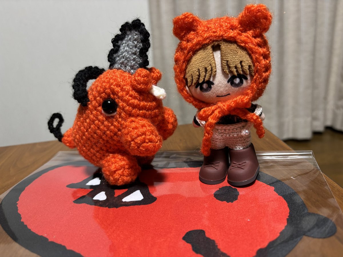 匠ちゃん用の毛糸でポチタを編みました（チェンソーマンに激ハマりの夫