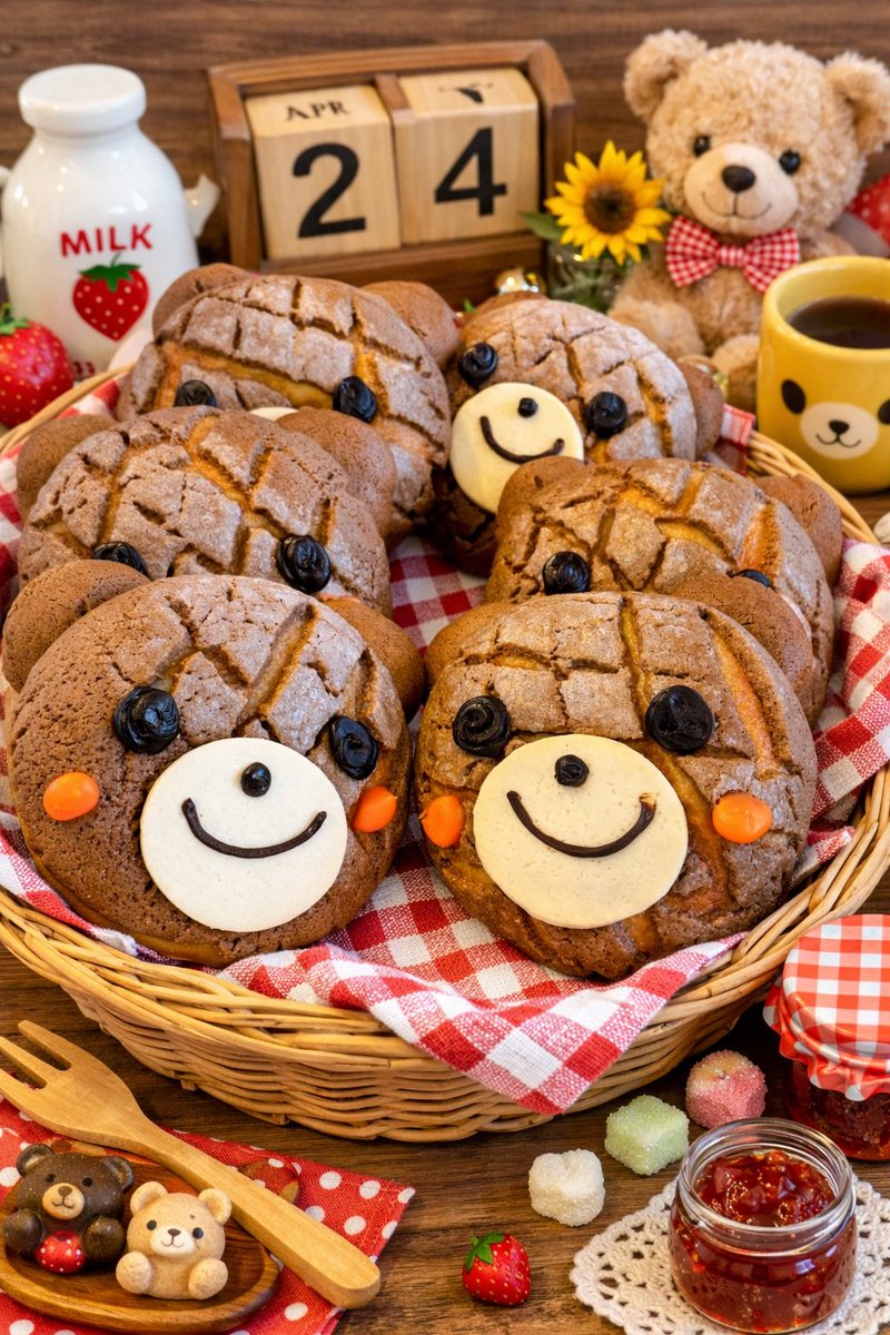 🐻くまさんメロンパン🤎 サクサクのチョコメロン皮に クーベルチュール