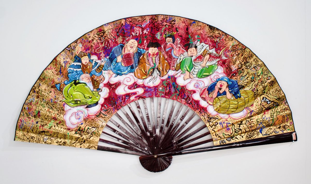 2/20金、12-18時まで営業。 遂に巨大扇子が完成🪭濱口健が先に描いた