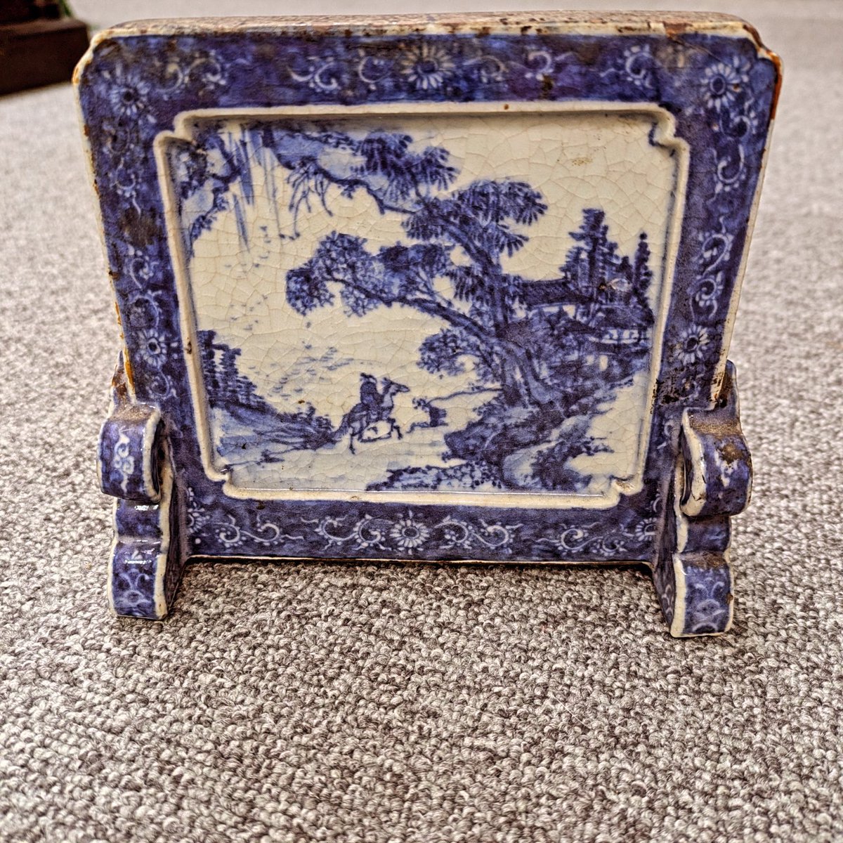 書道具 染付 硯屏 #古美術#骨董品#掛軸#書道具#茶道具#煎茶道具#出張