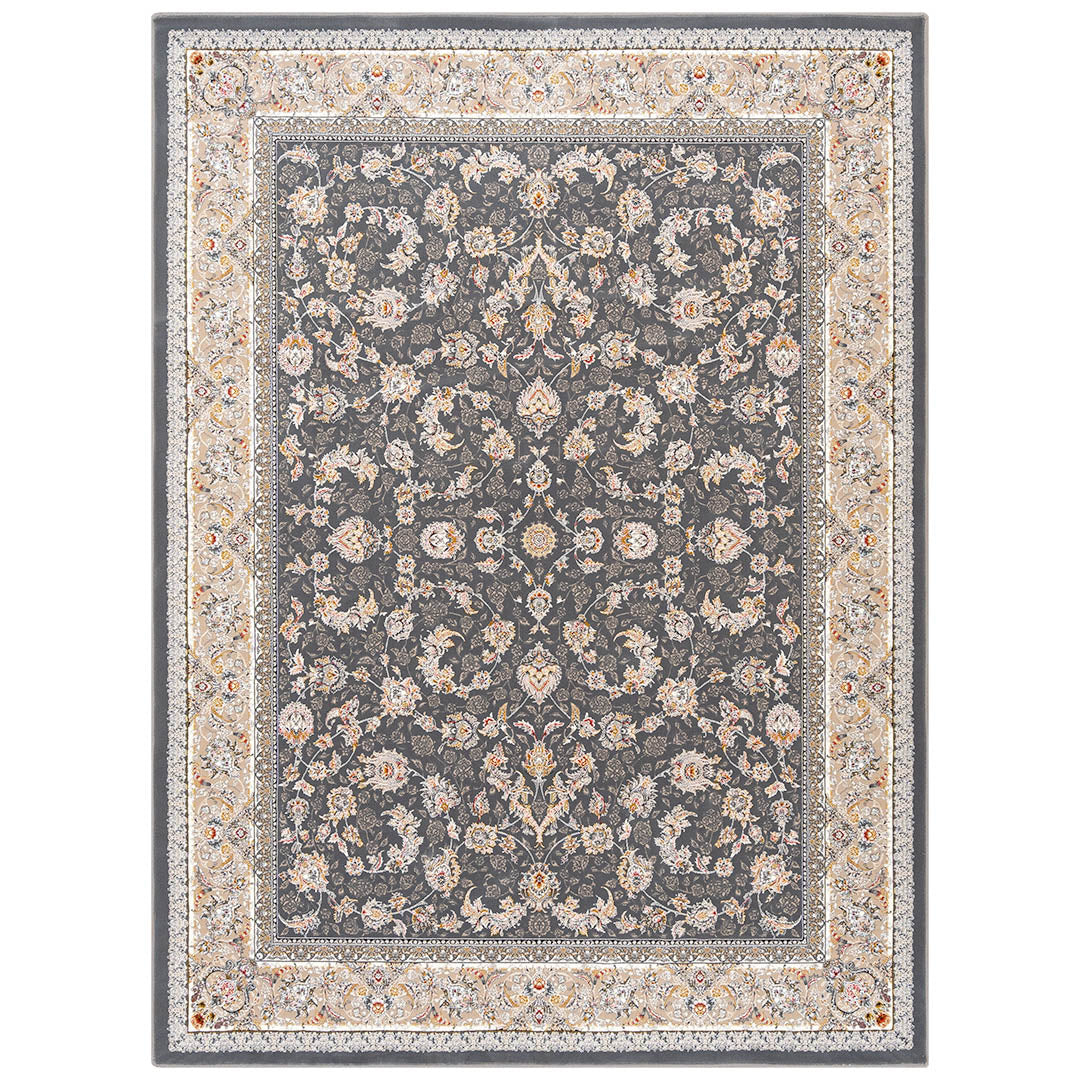 バーラン柄 シルバーグレー色 ペルシャカーペット ラグ ラグサイズ 150