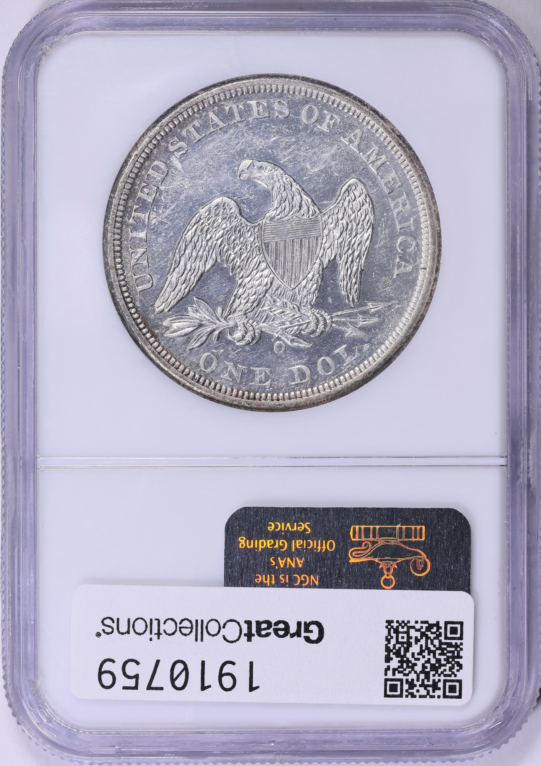 1859-O Seated Liberty Silver Dollar NGC MS-60 PL (CAC Green