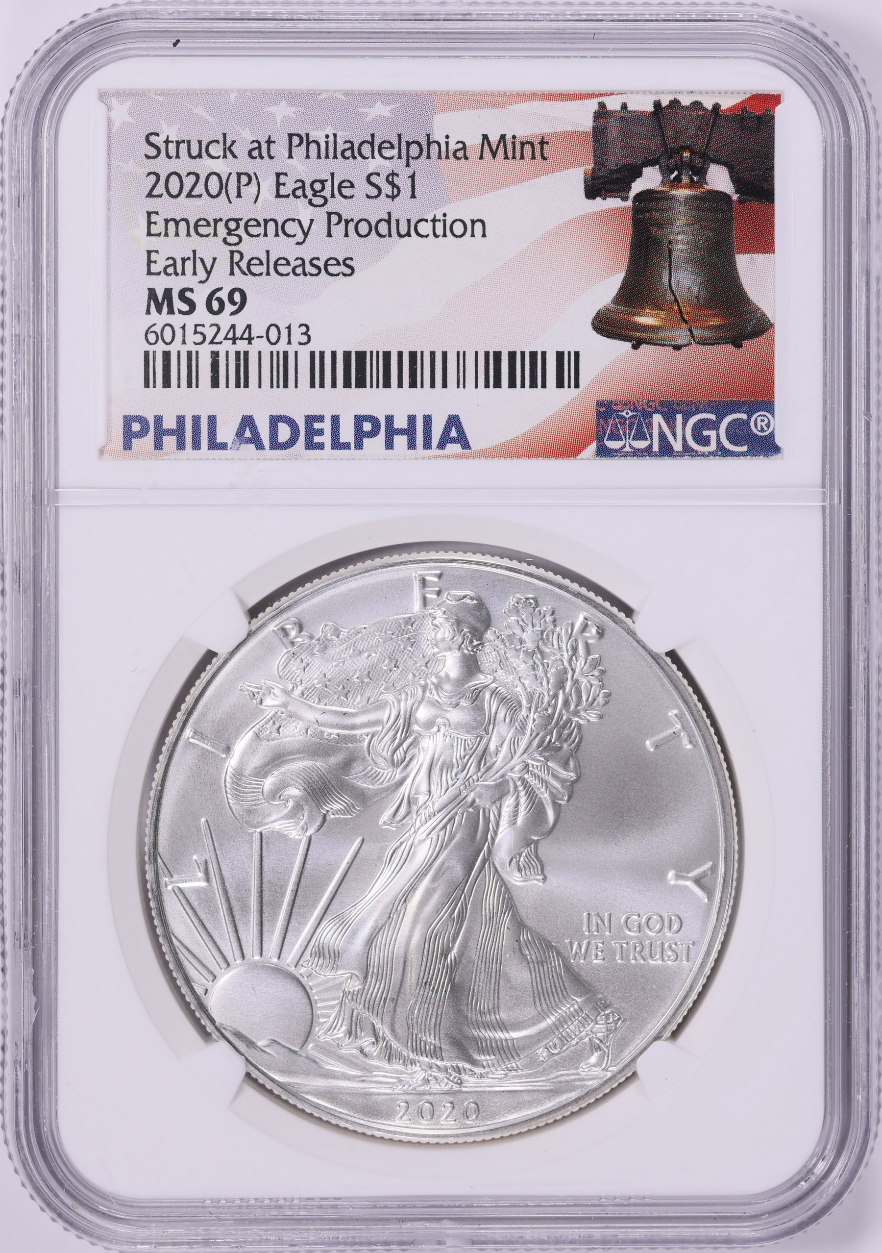 2020-(P) $1 Silver Eagle Struck at Philadelphia Emergency