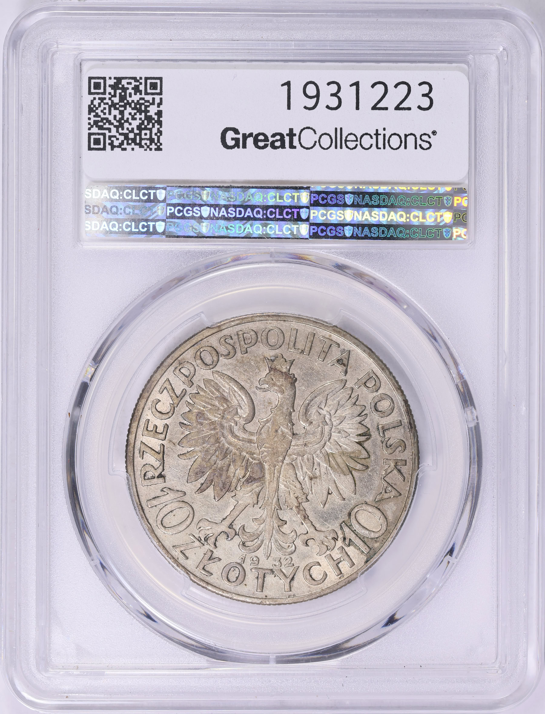 Poland 1932 Silver 10 Zlotych Y-22 PCGS AU-53 (Item 1931223