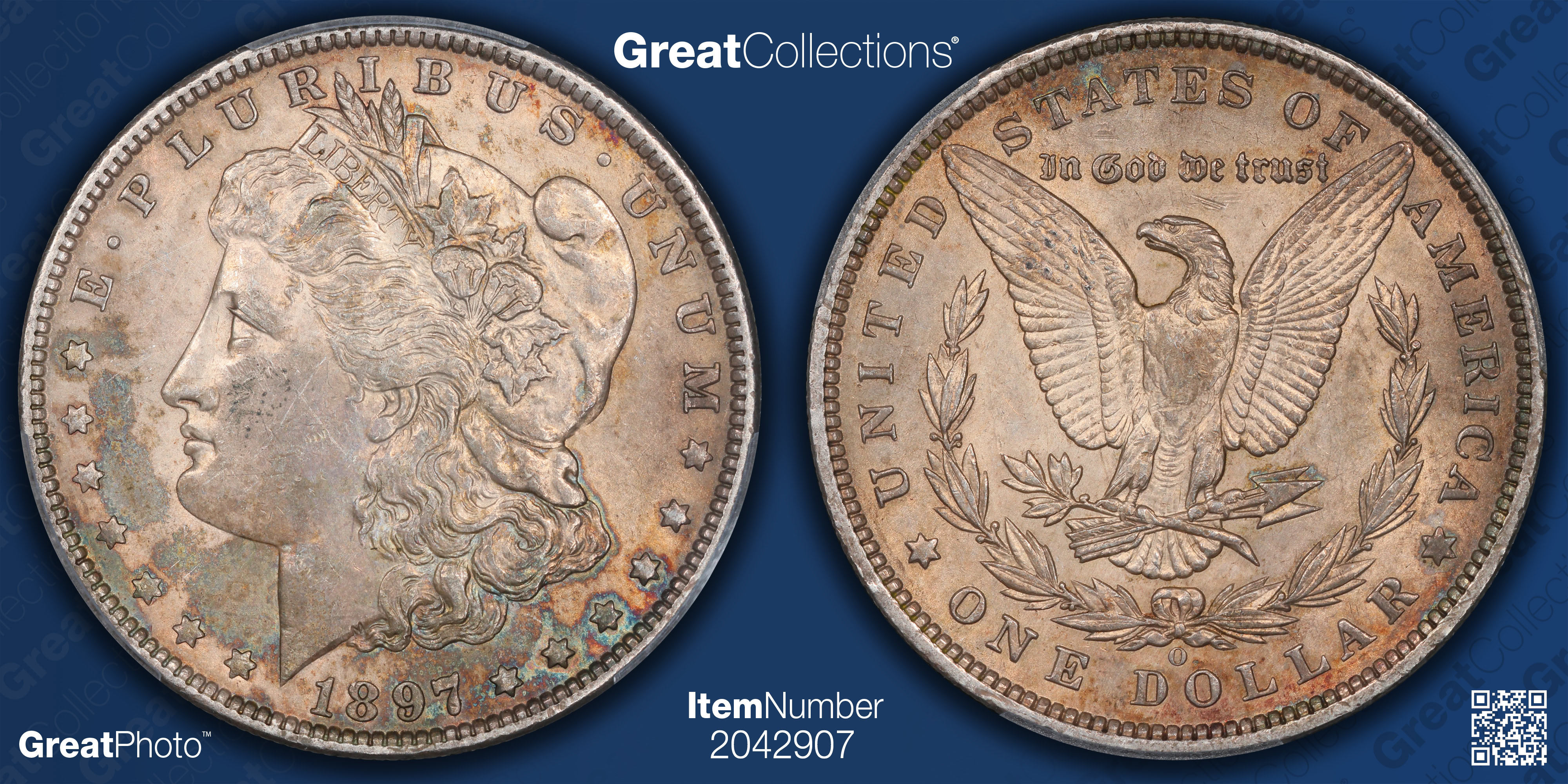 1897-O Morgan Silver Dollar PCGS AU-55 (Toned) (Item 2042907