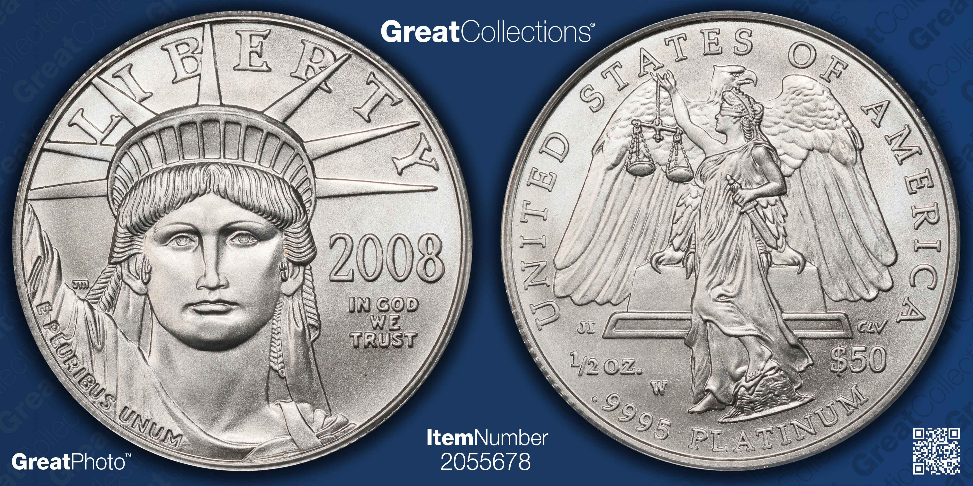 2008-W $50 Half-Ounce Platinum American Eagle Burnished PCGS MS-70