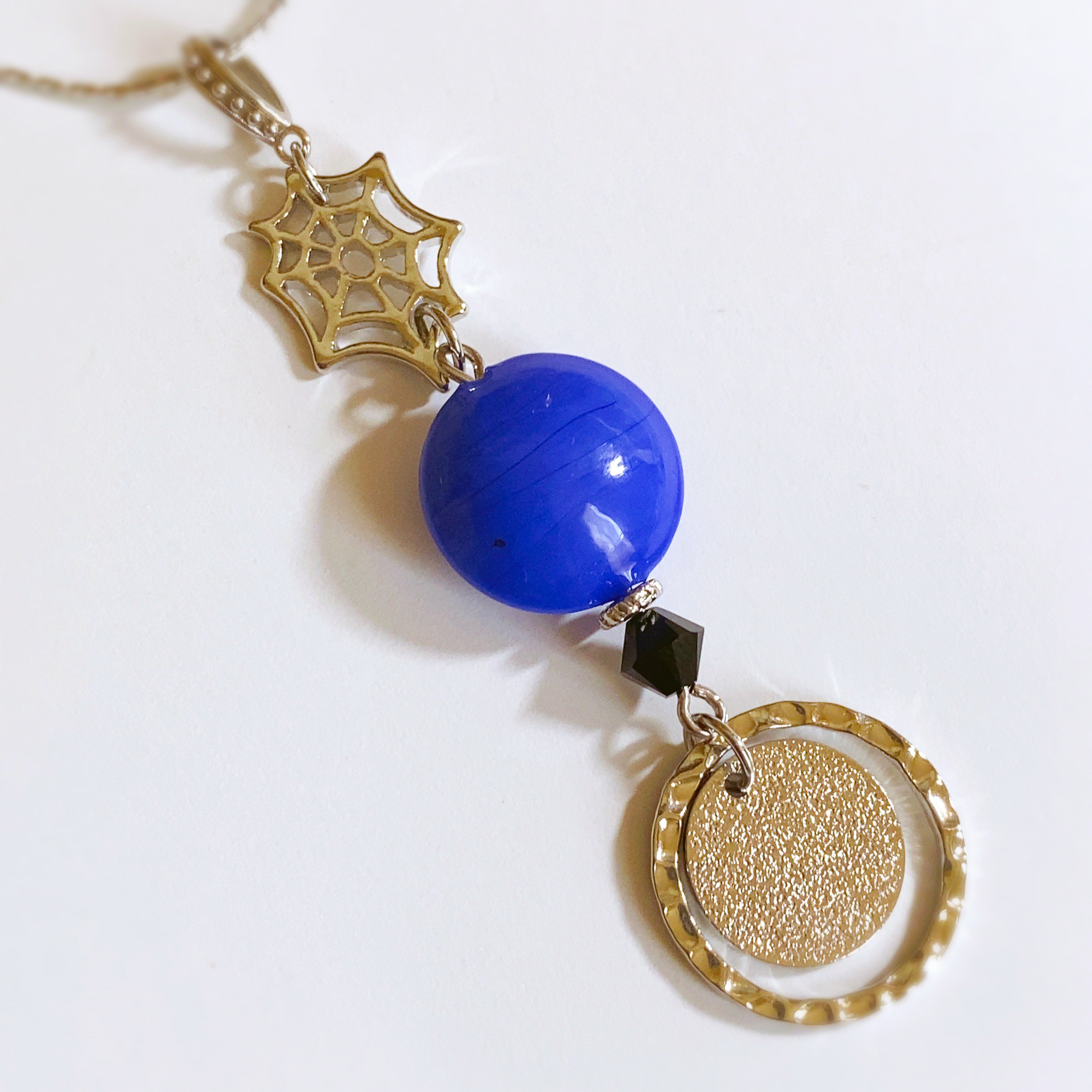 概念アクセサリー】ベネチアガラス&ダブルチャーム ネックレス