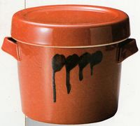 かめ・重石・漬物容器・糠漬け用水抜き器 ＜ 【山口陶器店】縁起置物や
