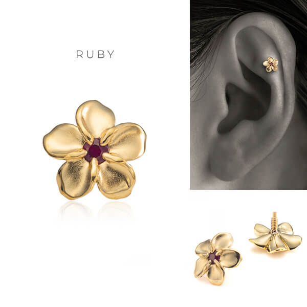 プルメリア ボディピアス│K18 ダイヤモンド 軟骨ピアス – PICOLLET