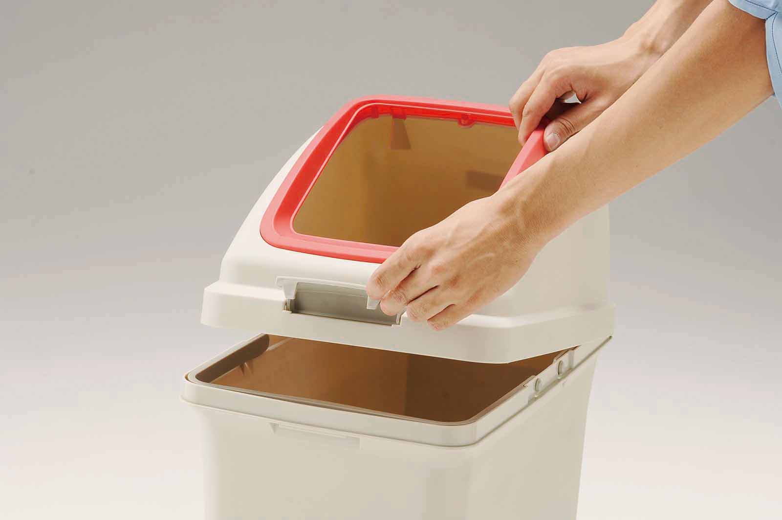 山崎産業株式会社｜リサイクルトラッシュ ECO-50（角穴蓋）レッド