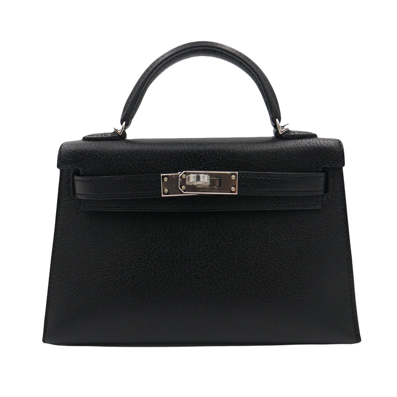 Hermès Kelly II Sellier Mini Black Chevre Leather PHW exclusive at