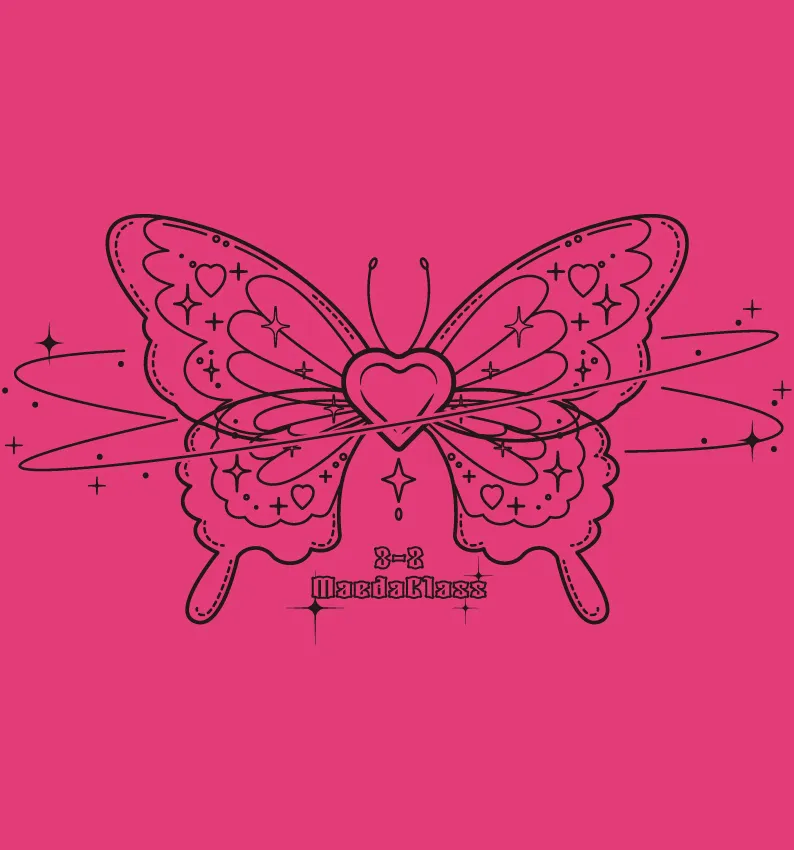 D-693 Y2K定番ハート蝶々デザイン ｜ クラスTシャツ・オリジナルT