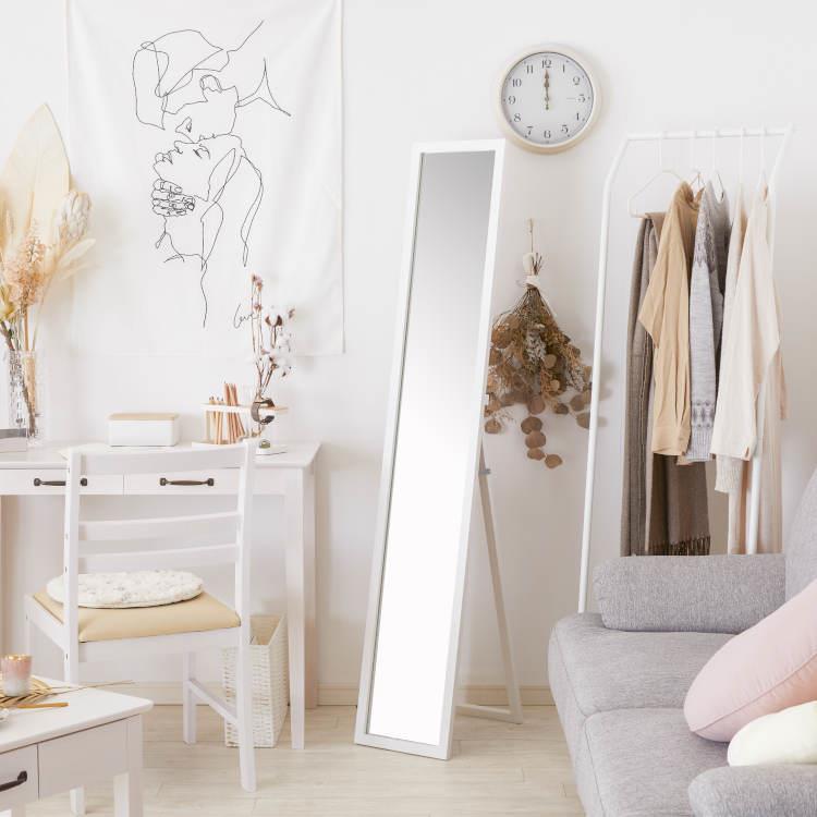 70120 木製スタンドミラー 27cm幅 WH(27cm幅 ホワイト