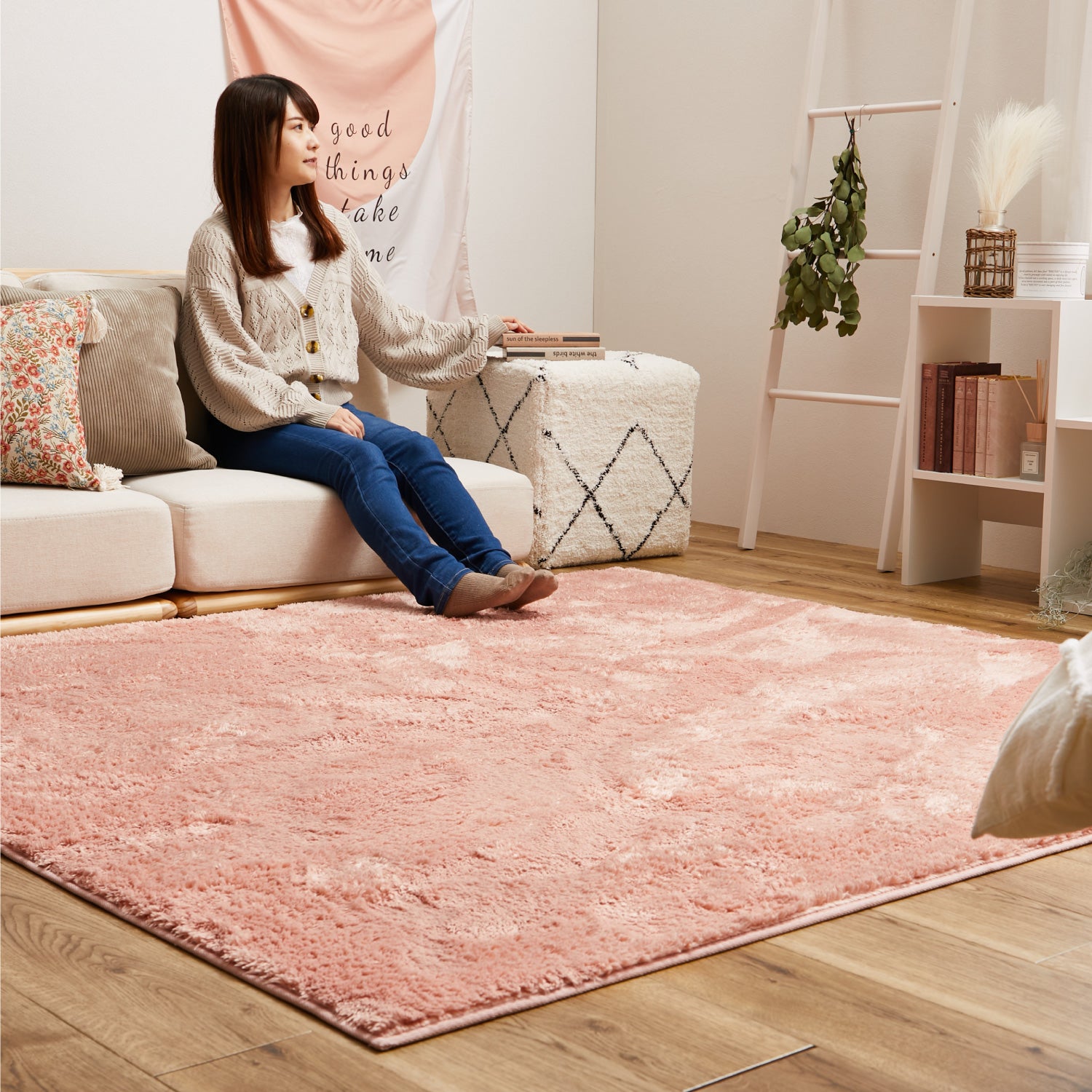 洗濯機で洗える シャギーラグ【130×190cm/190×190cm/190×240cm/230