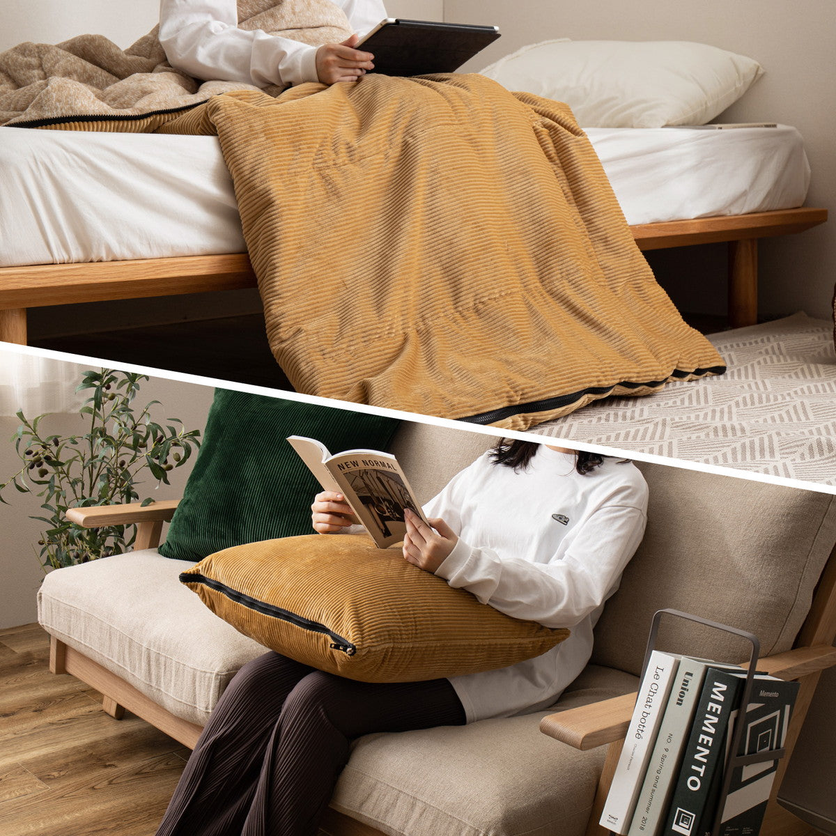 3WAYで使えるクッション寝袋 こたつ布団 シュラフ 枕 クッション 車