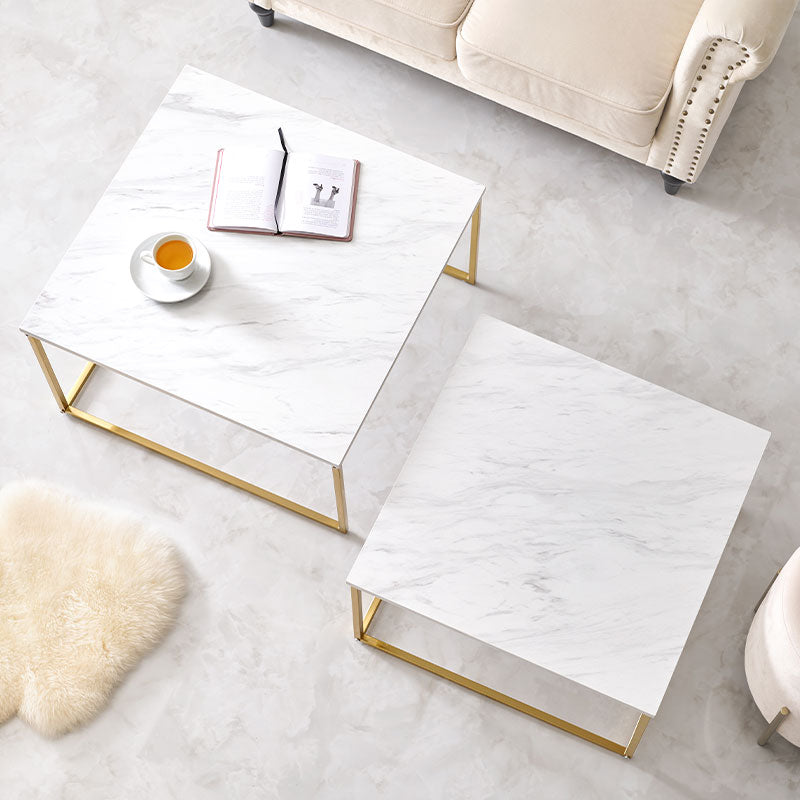 大理石調＆ゴールドフレーム ネストテーブル [幅66-126] RicoRico