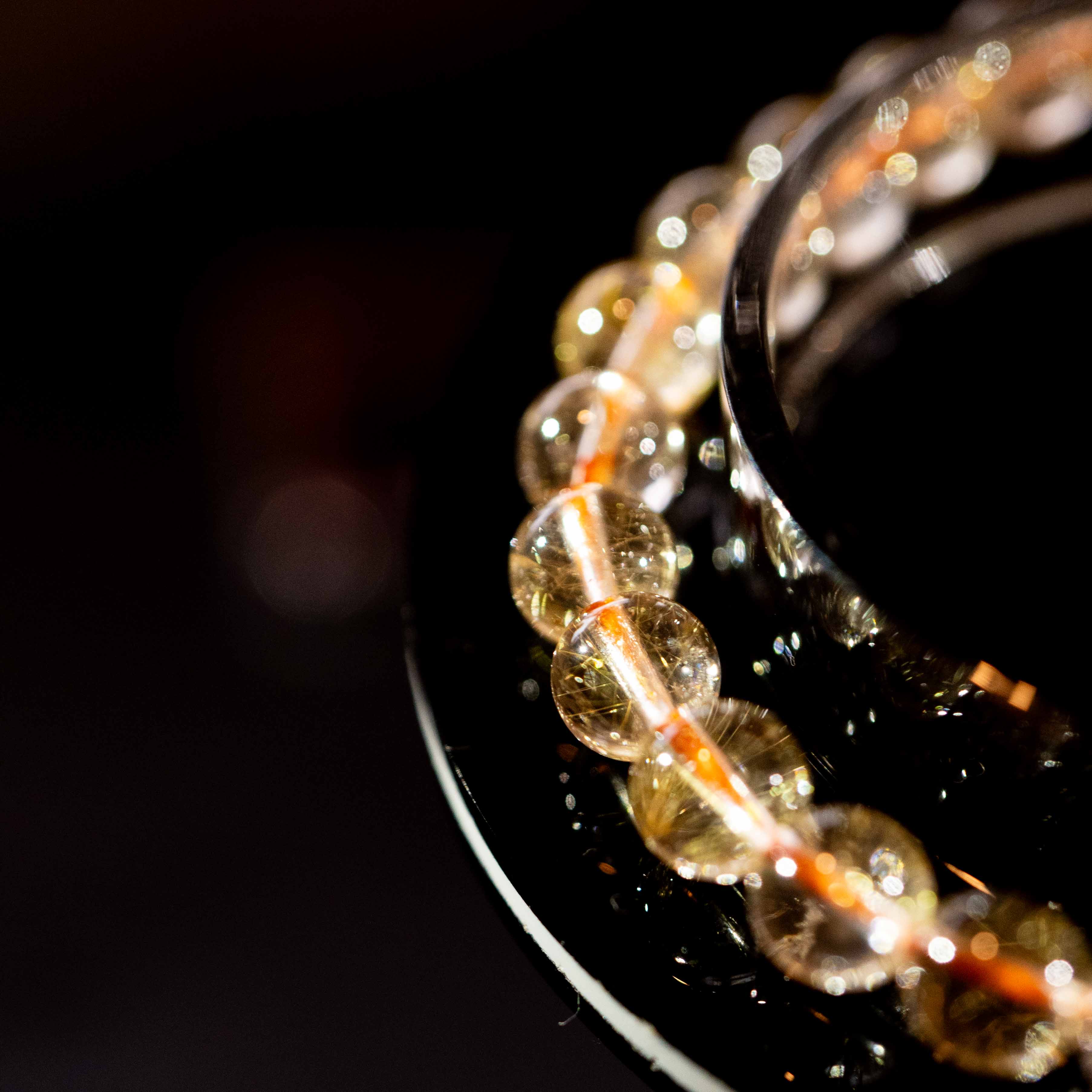 高透明度クリアタイプ】ルチルクォーツ 7mm玉 タイチン ブレスレッド