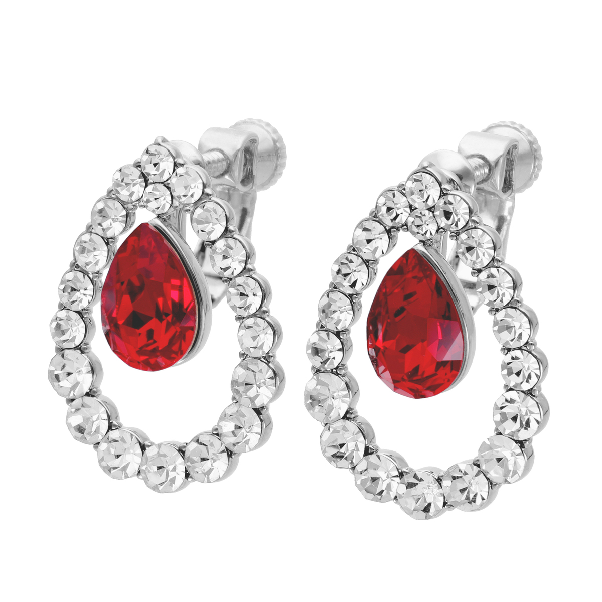JN クリスタルガラス ルビーカラードロップ イヤリング/ピアス