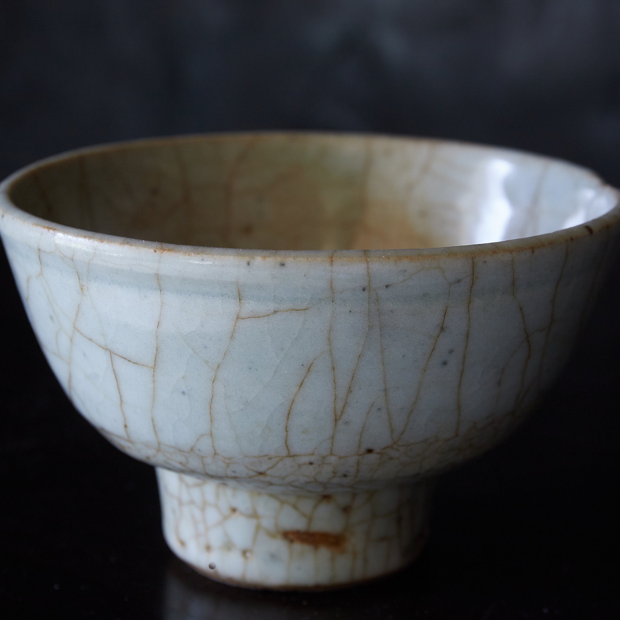 元代–明代 青磁開片高足茶碗 木箱付（1206–1644CE） | 入蘆花