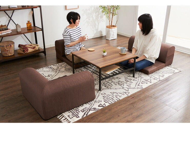 センターテーブル 正方形 おしゃれ 棚付き 収納 木目 スチール