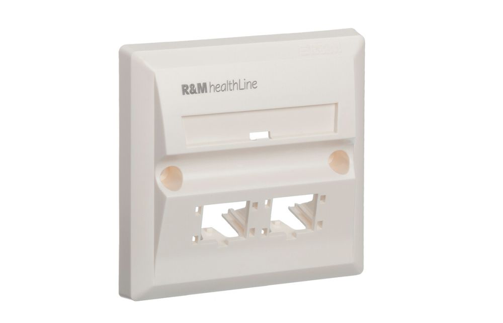 BS Faceplate 86x86,R&MhealthLine, 2x1-Port, pure white - eCatalog