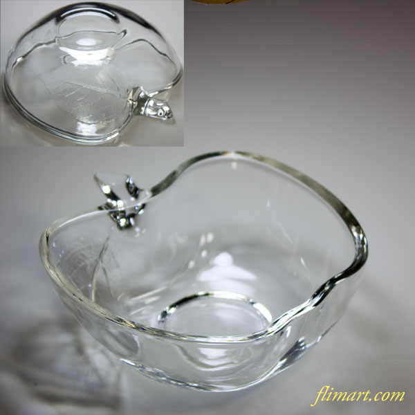 昭和レトロリンゴ型ガラス小鉢R4618 : レトロガラス食器雑貨