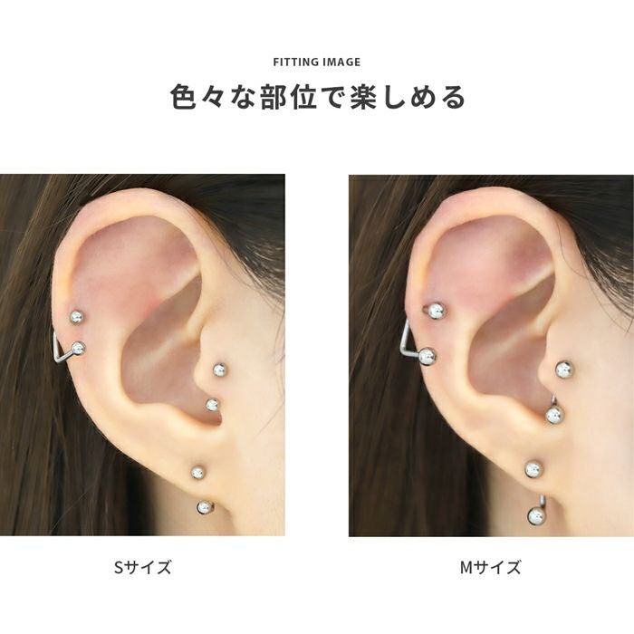 16G 軟骨ピアス シンプル スクエア surface シルバー サーフェイス