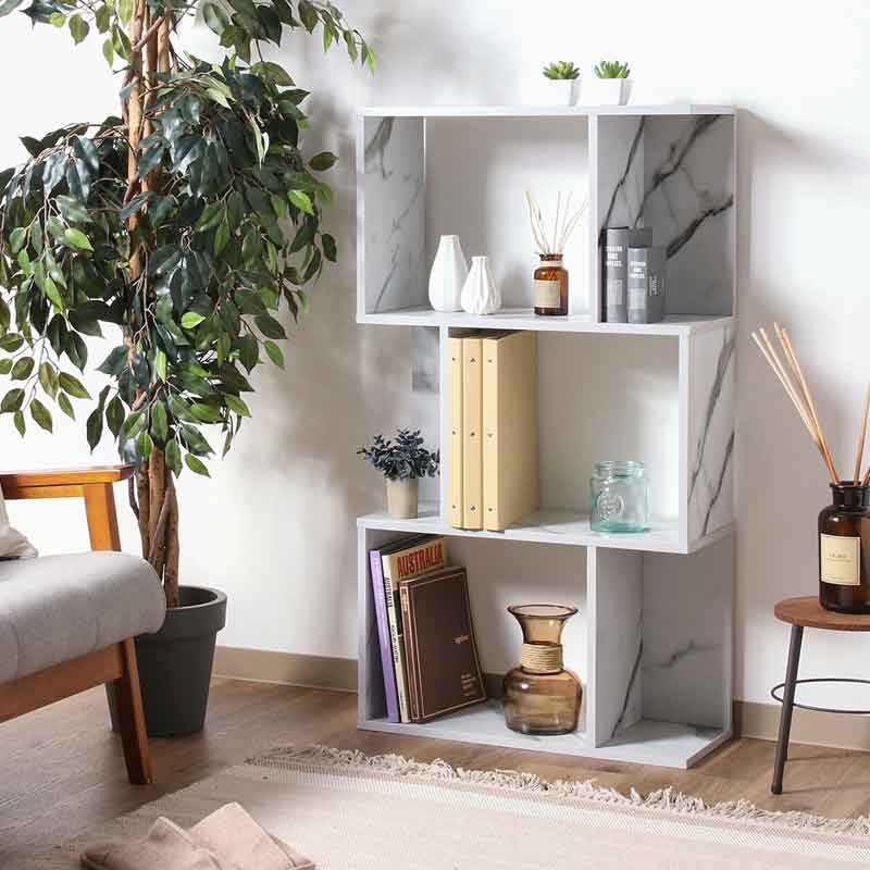 S型 ディスプレイラック 3段 大理石柄 収納 北欧 レトロ タンス